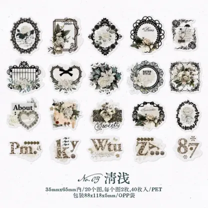 40pcs/1 lot Lace Frame Scrapbook Decorative Stickers