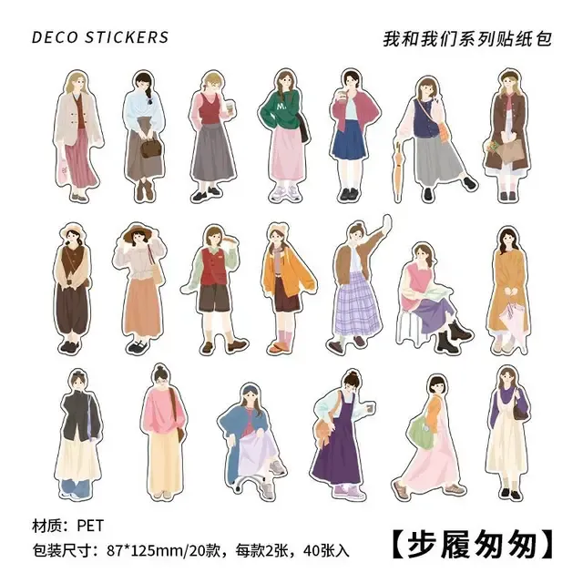 40 pieces/1 lot girl character cute stickers
