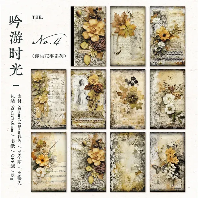 40pcs/lot Memo Pads floating life and flowers Background Material Paper