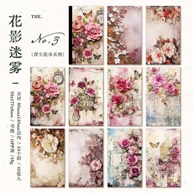 40pcs/lot Memo Pads floating life and flowers Background Material Paper