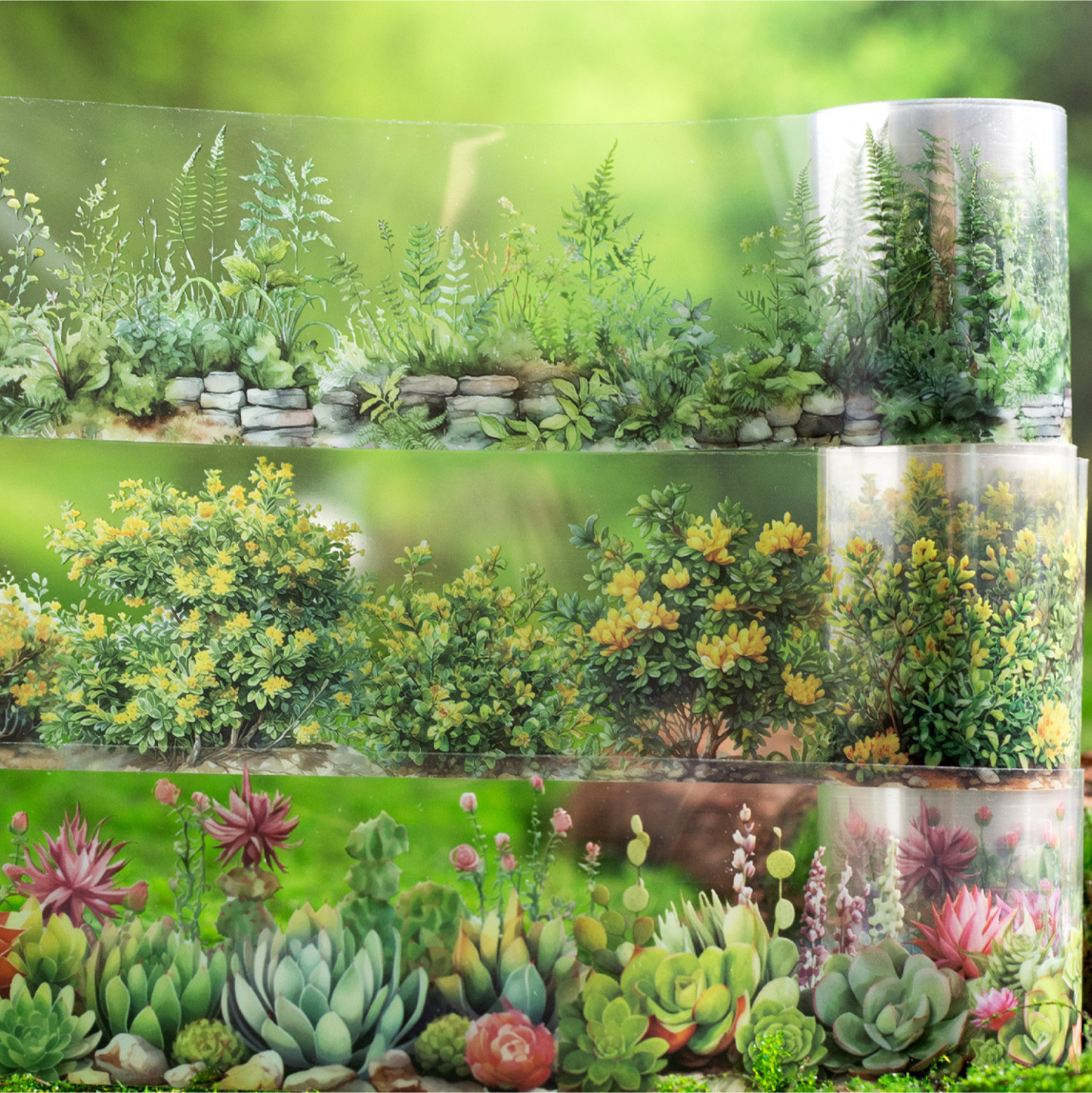 Succulent Plant Flower Theme PET Tape 1.97 Inch * 78.74 Inch