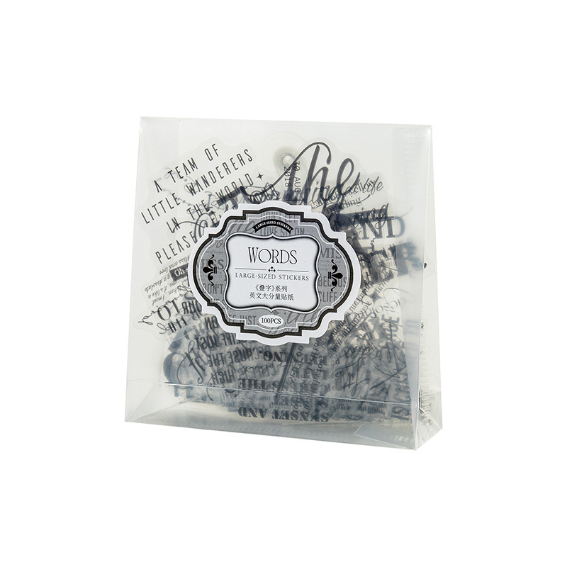 100 Pcs/Pack English Themed PET Stickers