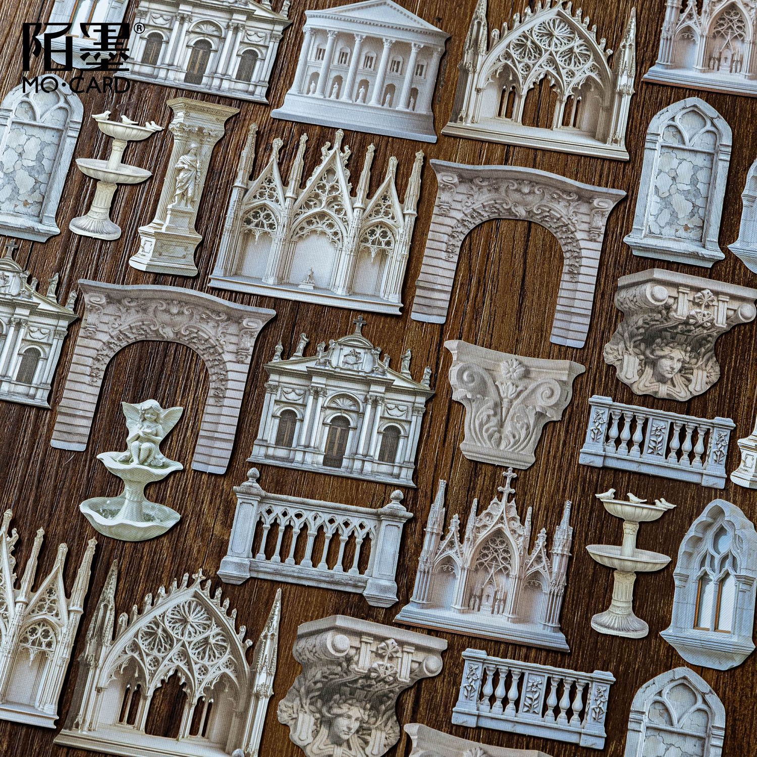 30Pcs/Pack Retro Stone Statue Theme Card Sticker