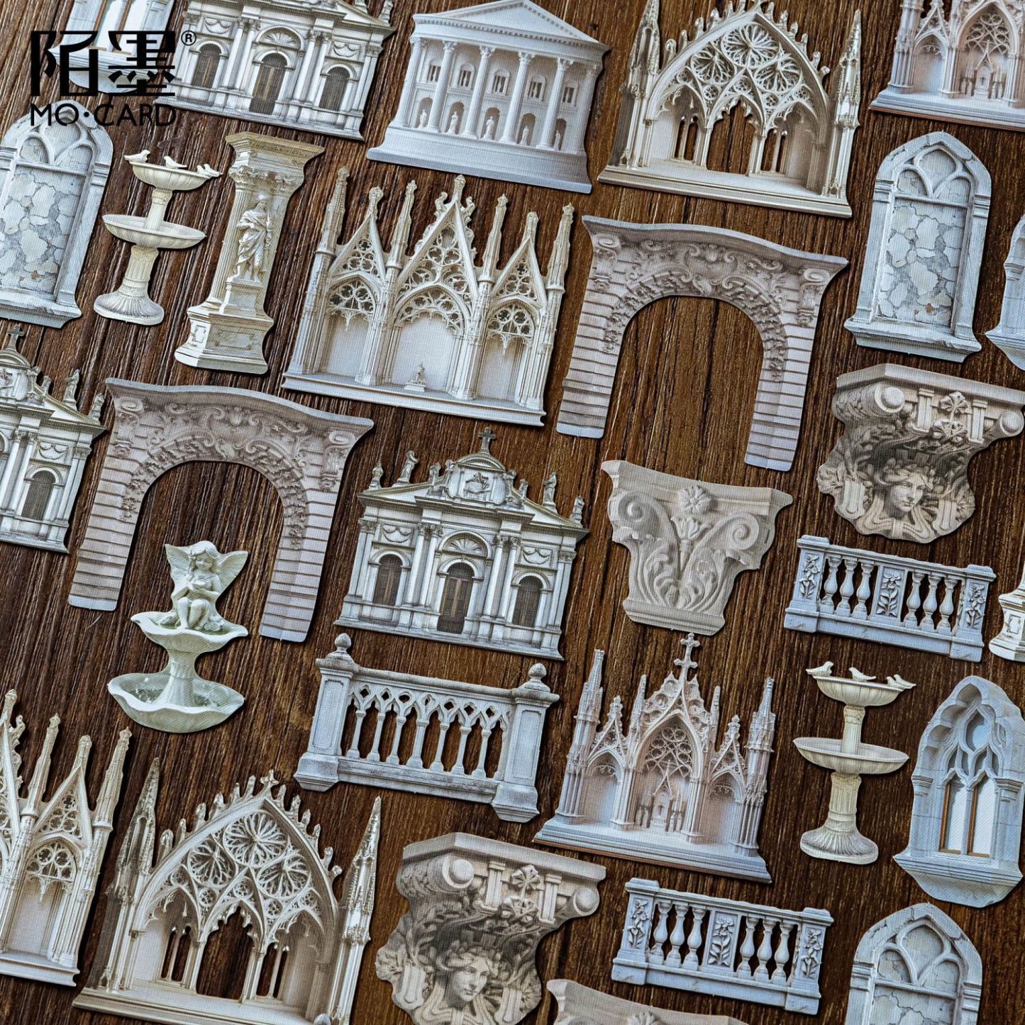 30Pcs/Pack Retro Stone Statue Theme Card Sticker