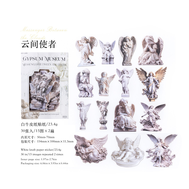 30Pcs/Pack Retro Stone Statue Theme Card Sticker