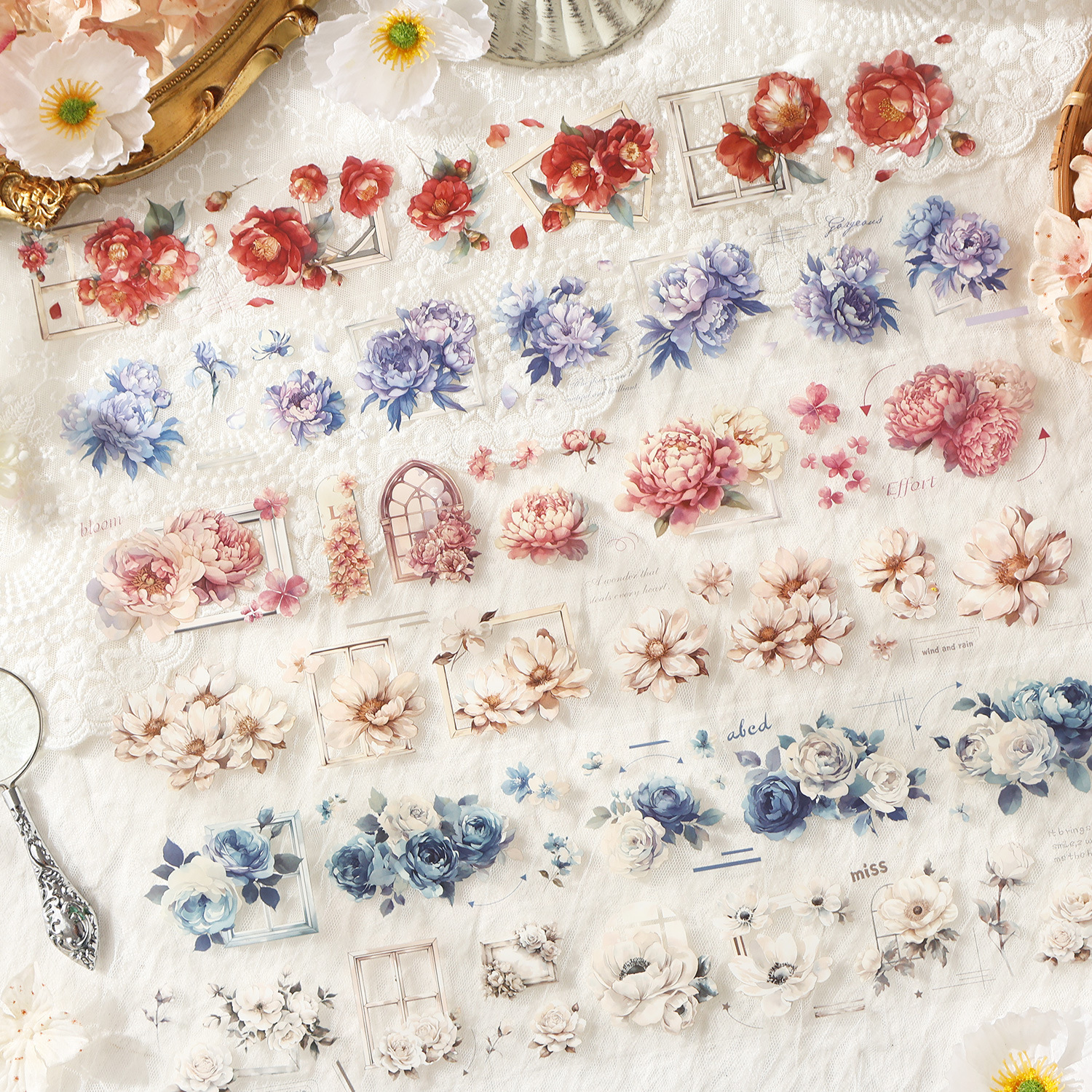 6pcs/Pack Flower Theme PET Stickers