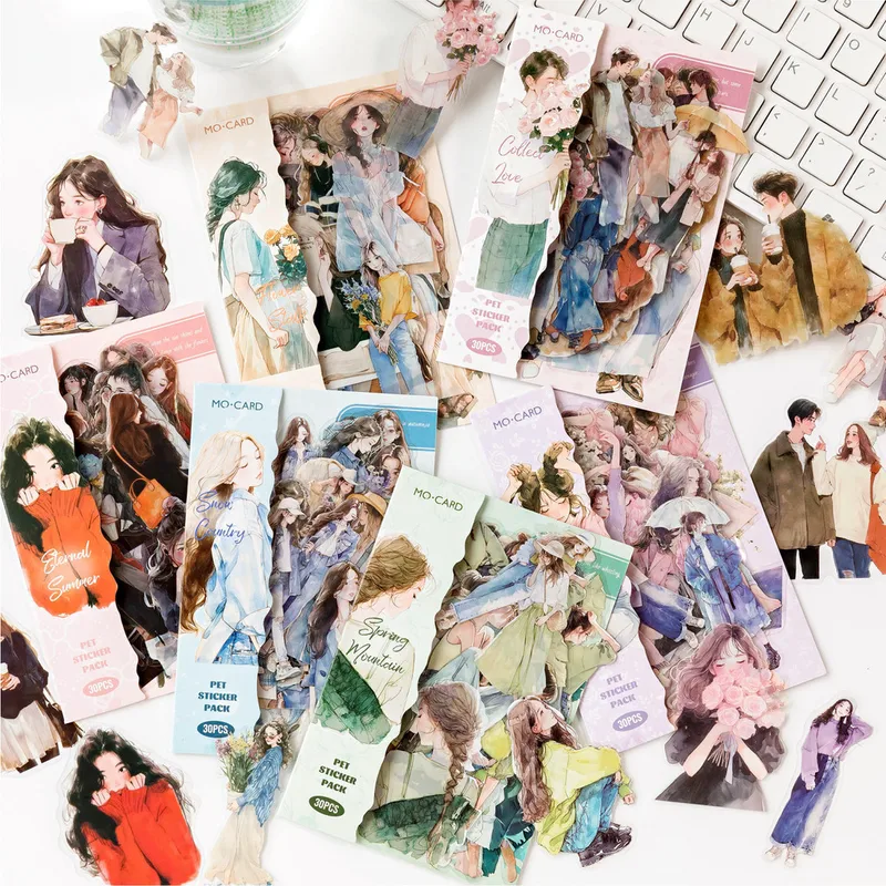 30 pcs/pack Girls Life PET Materials Stickers