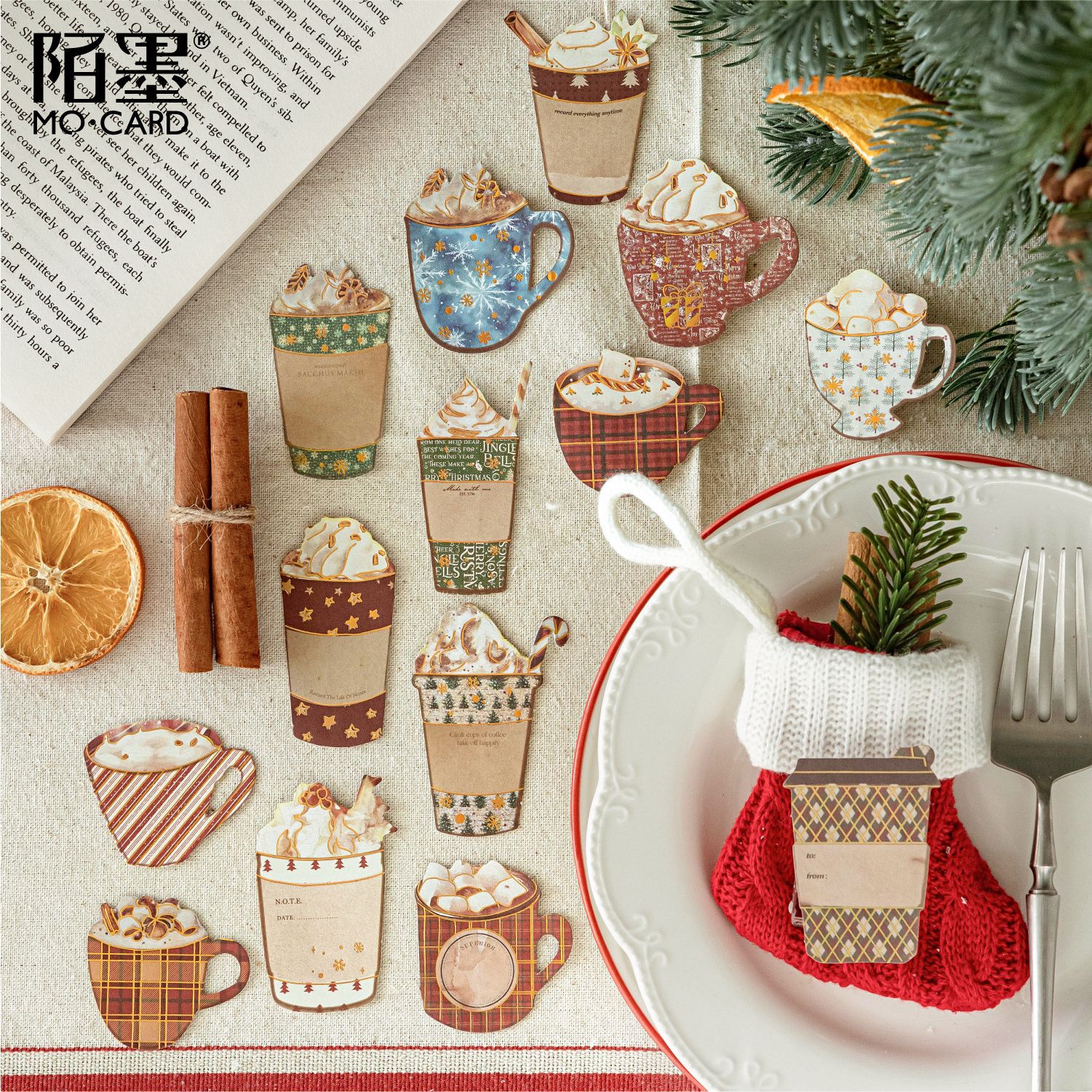 30 Pcs/Pack Christmas Themed Kraft Paper Stickers