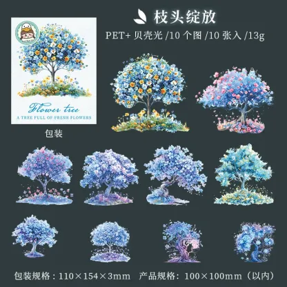 10 Pcs/pack Floral And Tree Landscaping Sticker