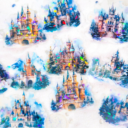 10pcs/pack winter castle theme stickers suitable for scrapbook decoration junk journal crafts