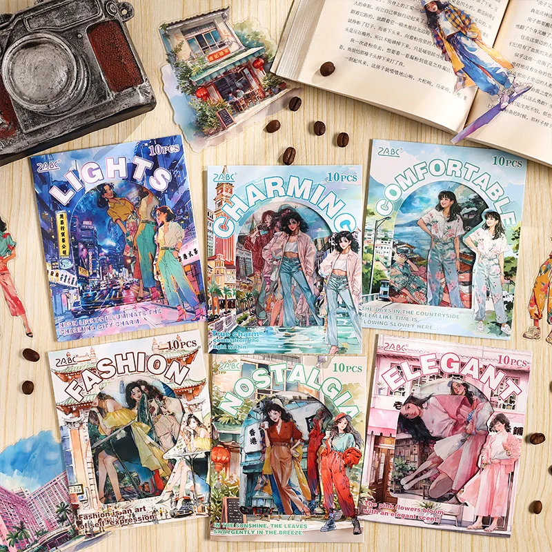 10PCs/1lot Hong Kong style fashion outfit girl theme pet stickers