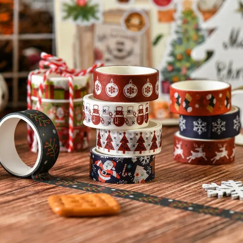 6 Rolls Christmas Holiday Washi Tape Snowflake Deer Christmas