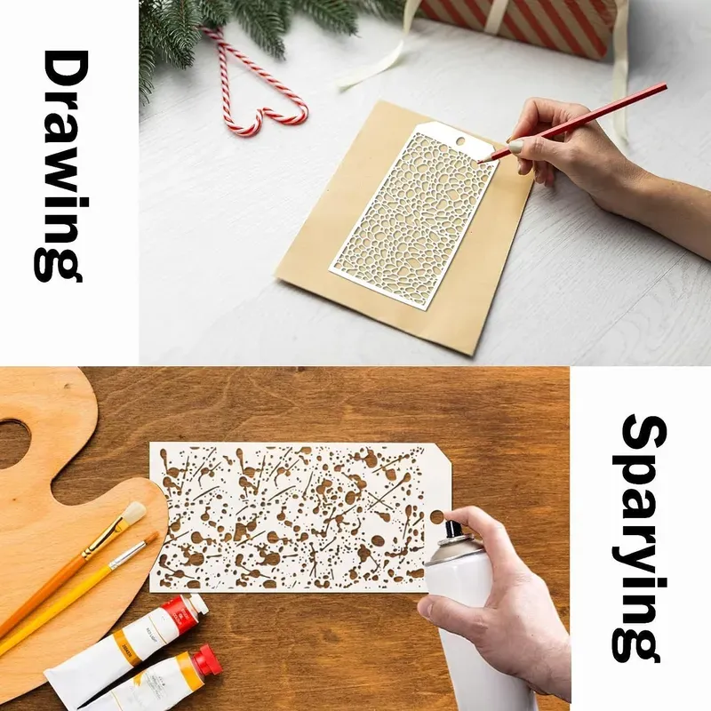8Pcs/Set 24cm Leopard Brick Dot Grid DIY Layered Template