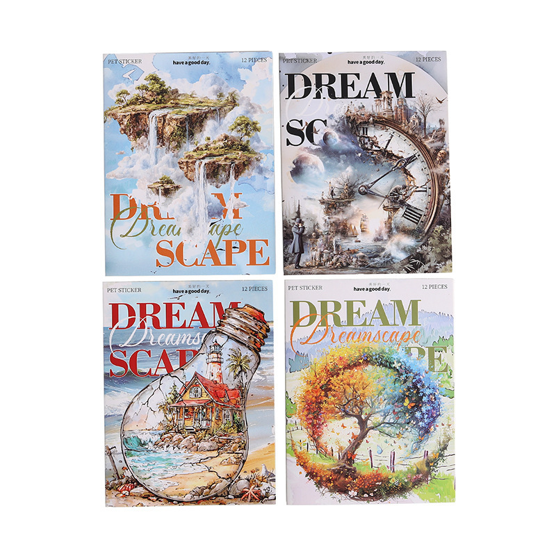 12Pcs Dreamy Scenery Sky Island PET Stickers