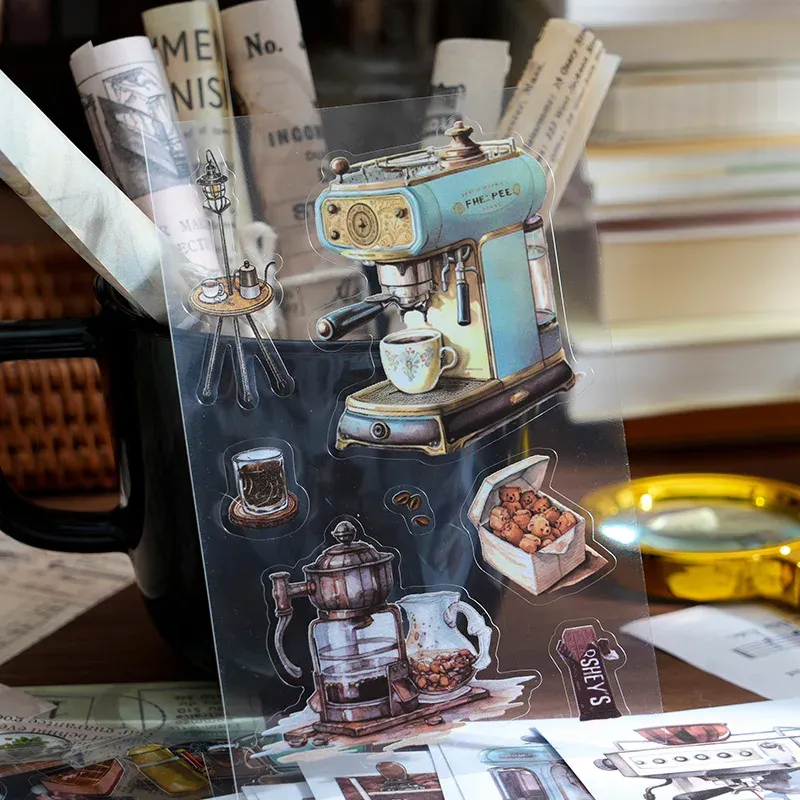 54PCs/book retro landscape multi-material sticker book