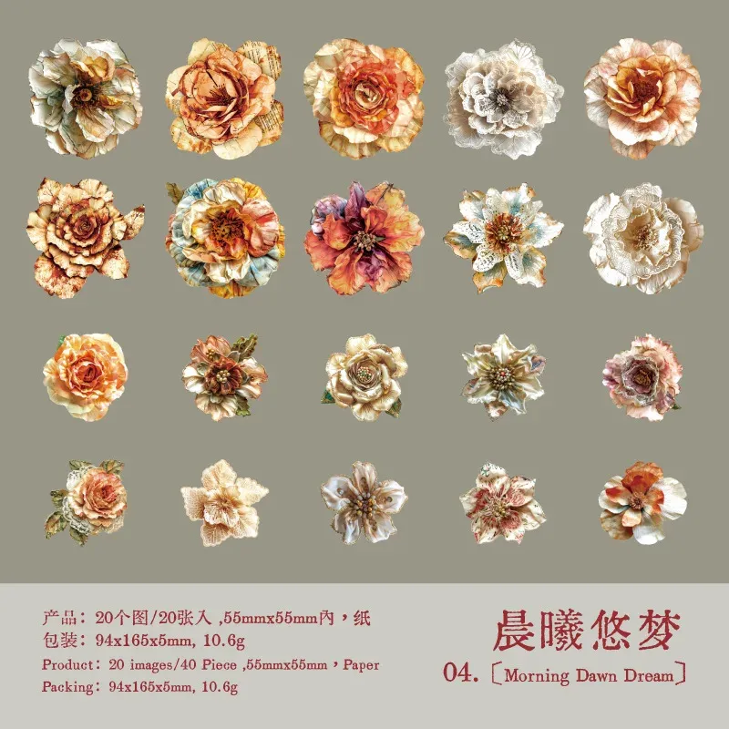 20 pcs/lot Vintage Flower Arrangement Stickers