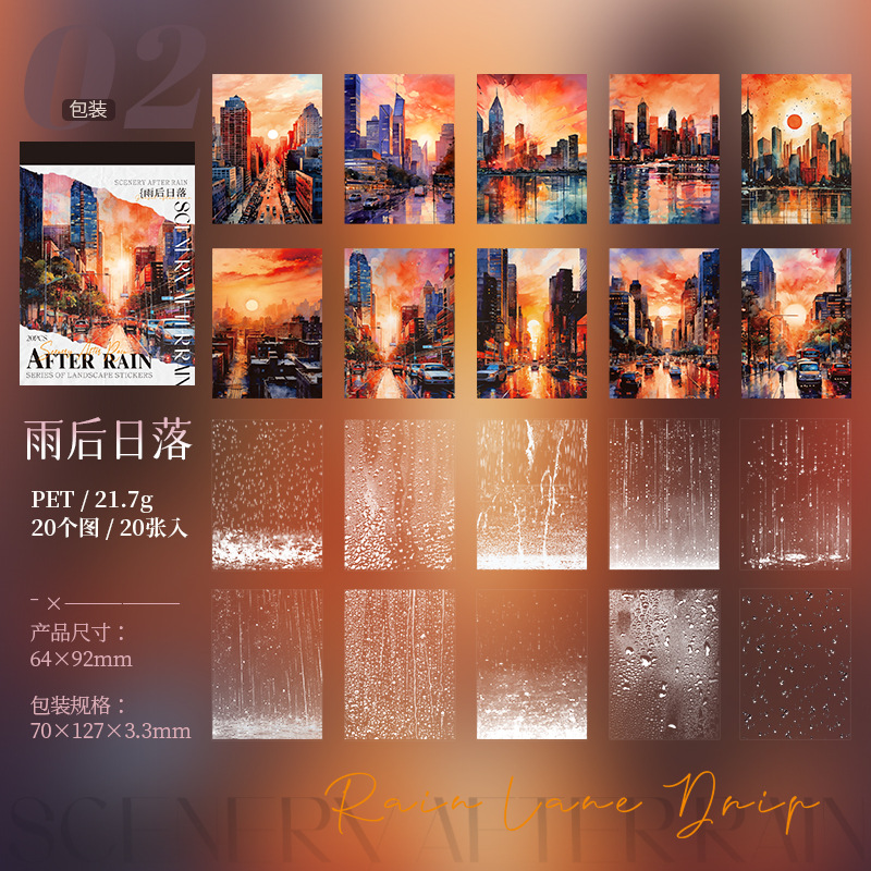 20pcs/Pack Rainy Weather Themed PET Sticker Book