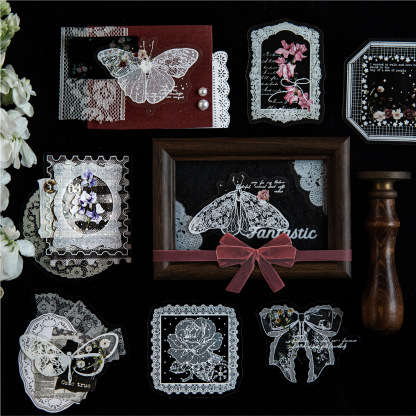 20Pcs Lace Floral Theme PET Stickers
