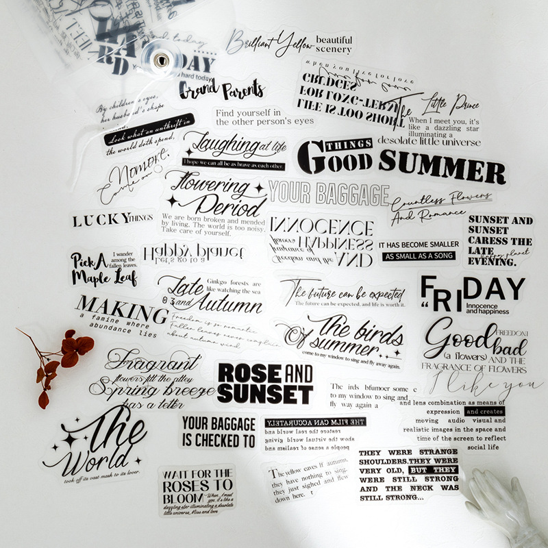 100 Pcs/Pack English Themed PET Stickers