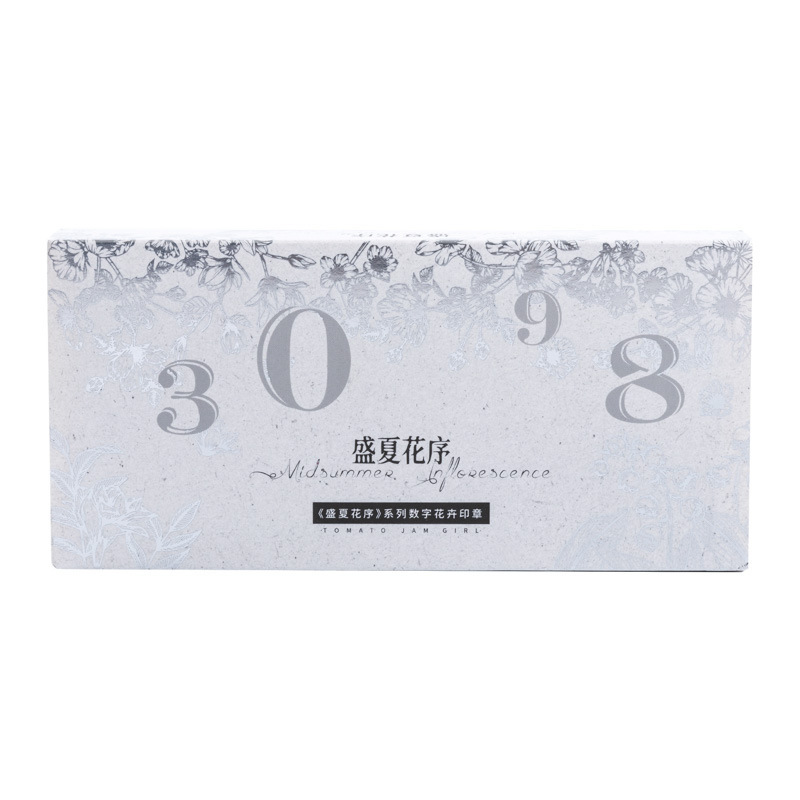 10Pcs Flower Digital Theme Wooden Stamp