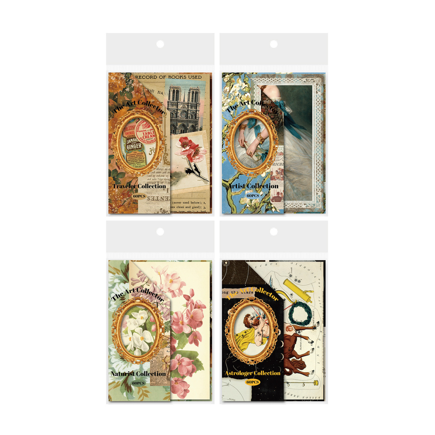 60Pcs Vintage Art Collage Elements Background Material Paper