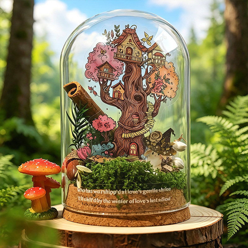 12Pcs Treehouse Scenery PET Stickers