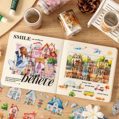 Dutch town themed PET tape set, 1.97*78.74 inches