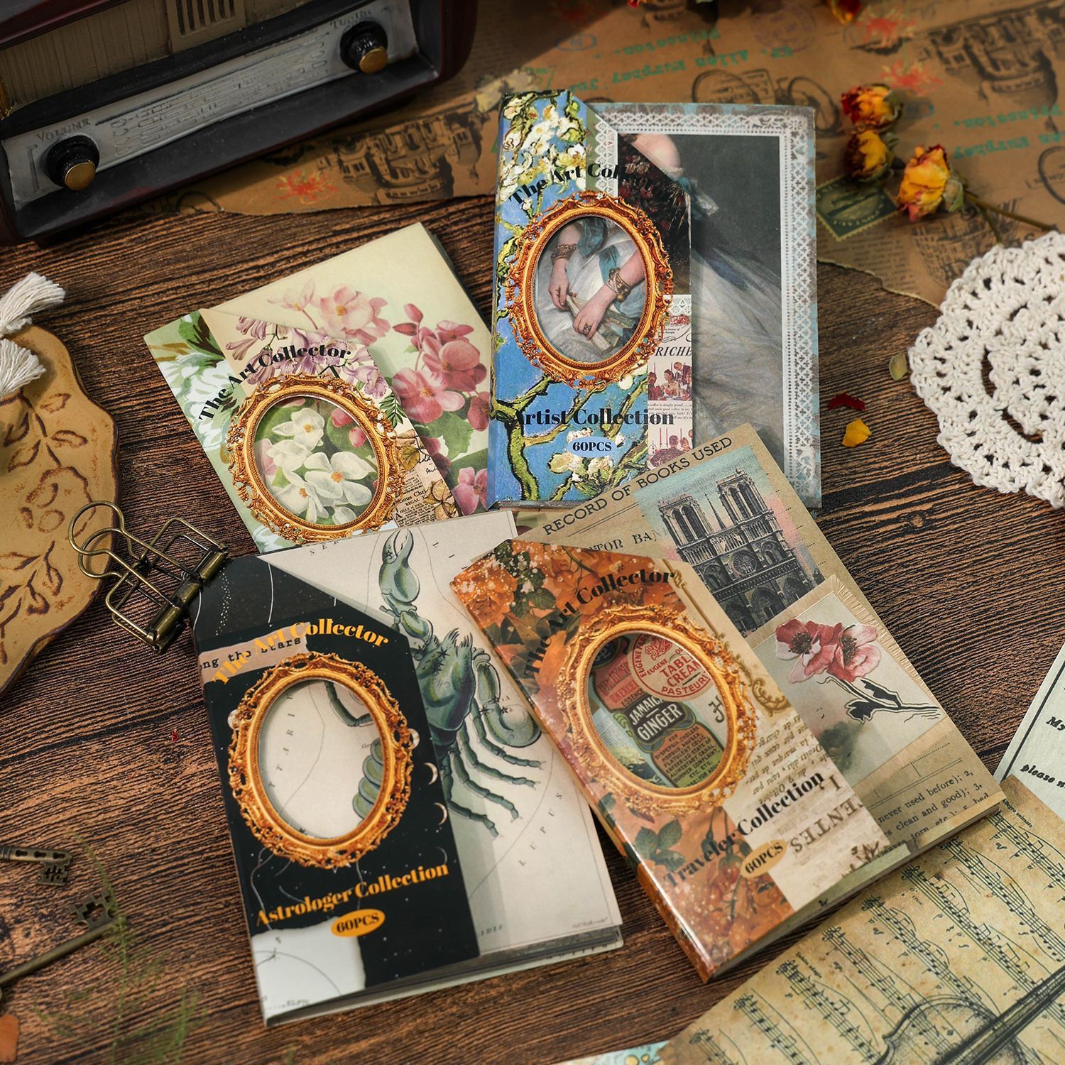 60Pcs Vintage Art Collage Elements Background Material Paper