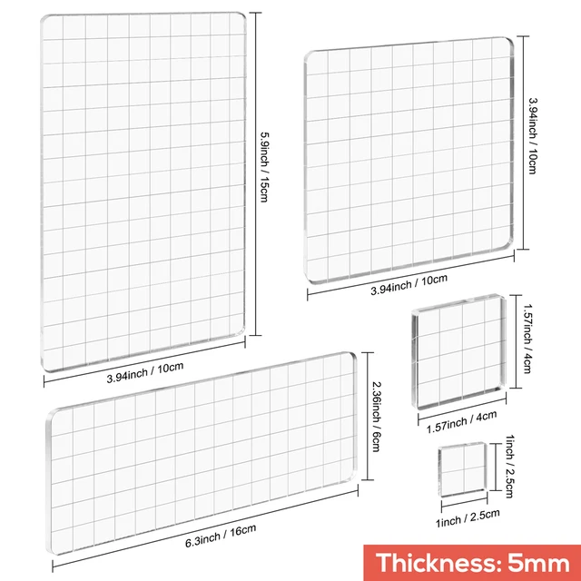 5 Pieces Acrylic Stamp Block 5mm Clear Stamping Tools Set