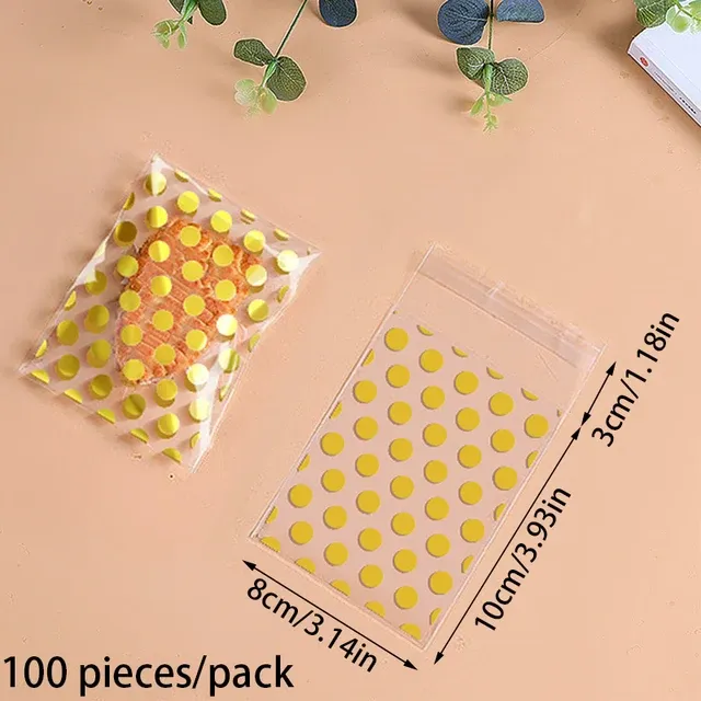 100pcs Plastic Transparent Packing Bags Star Polka Dot Candy Bags