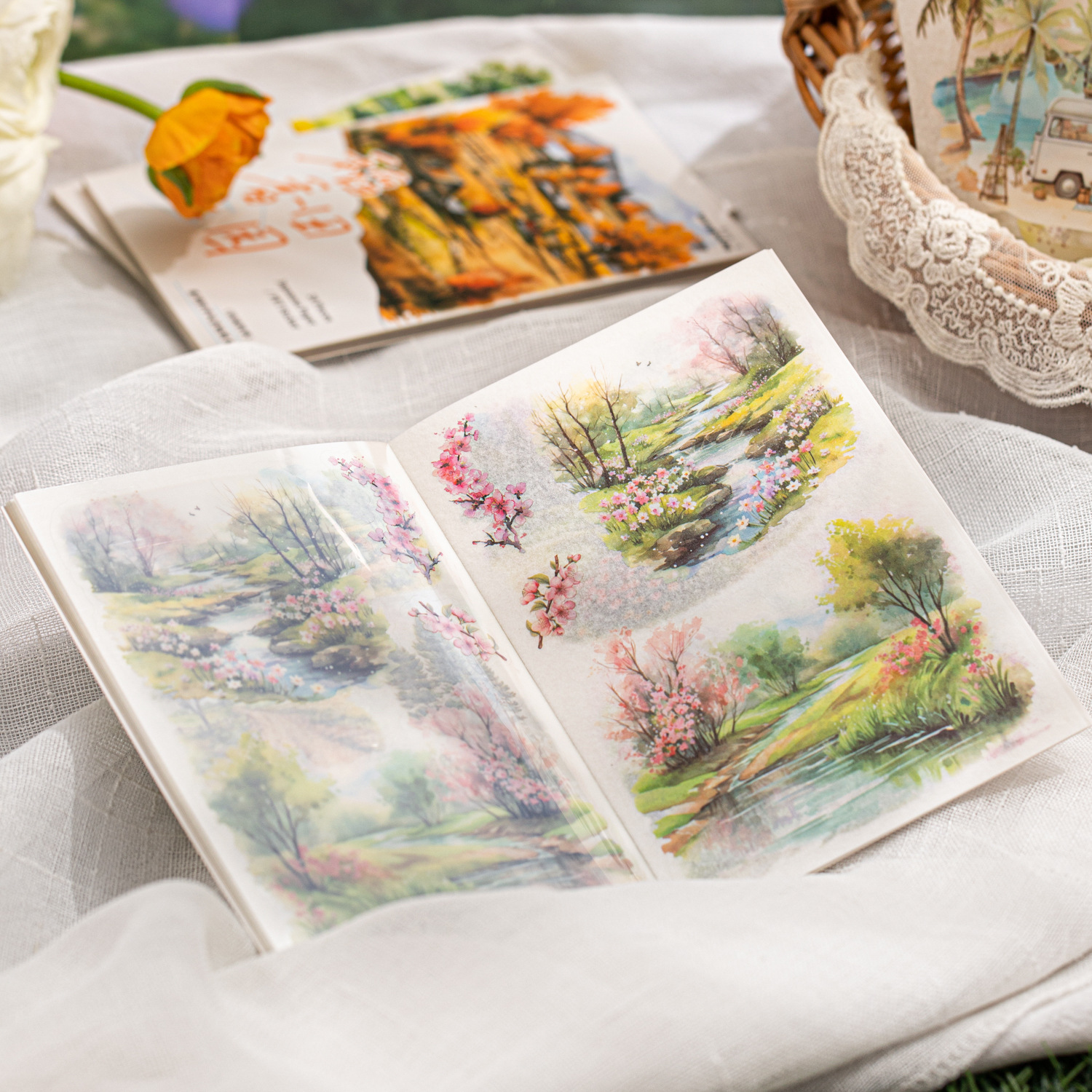 20Sheet/Pack Pre-cut Seasons Journey Scenery Elements Washi PET Sticker Book