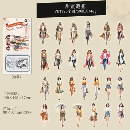 50pcs/1lot Iron box girl character sticker