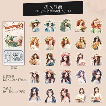 50pcs/1lot Iron box girl character sticker-JournalTale