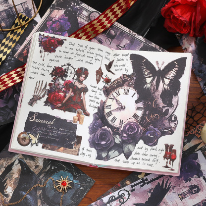 50Pcs/Pack Retro Witch Dark Castle Theme Sticker Book Washi&Paper