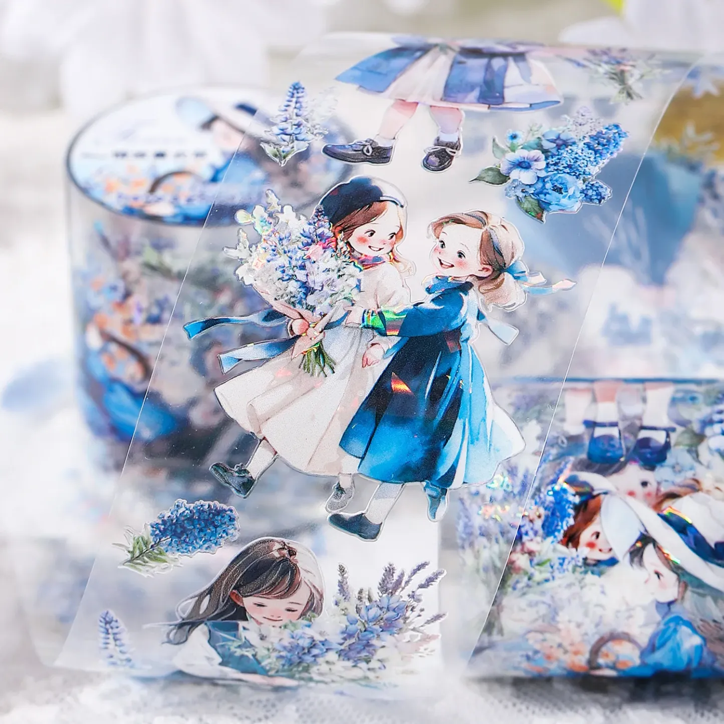 50mm*2m Flower little girl theme Pet tape suitable for scrapbooking journaling art stationery handicraft decoration