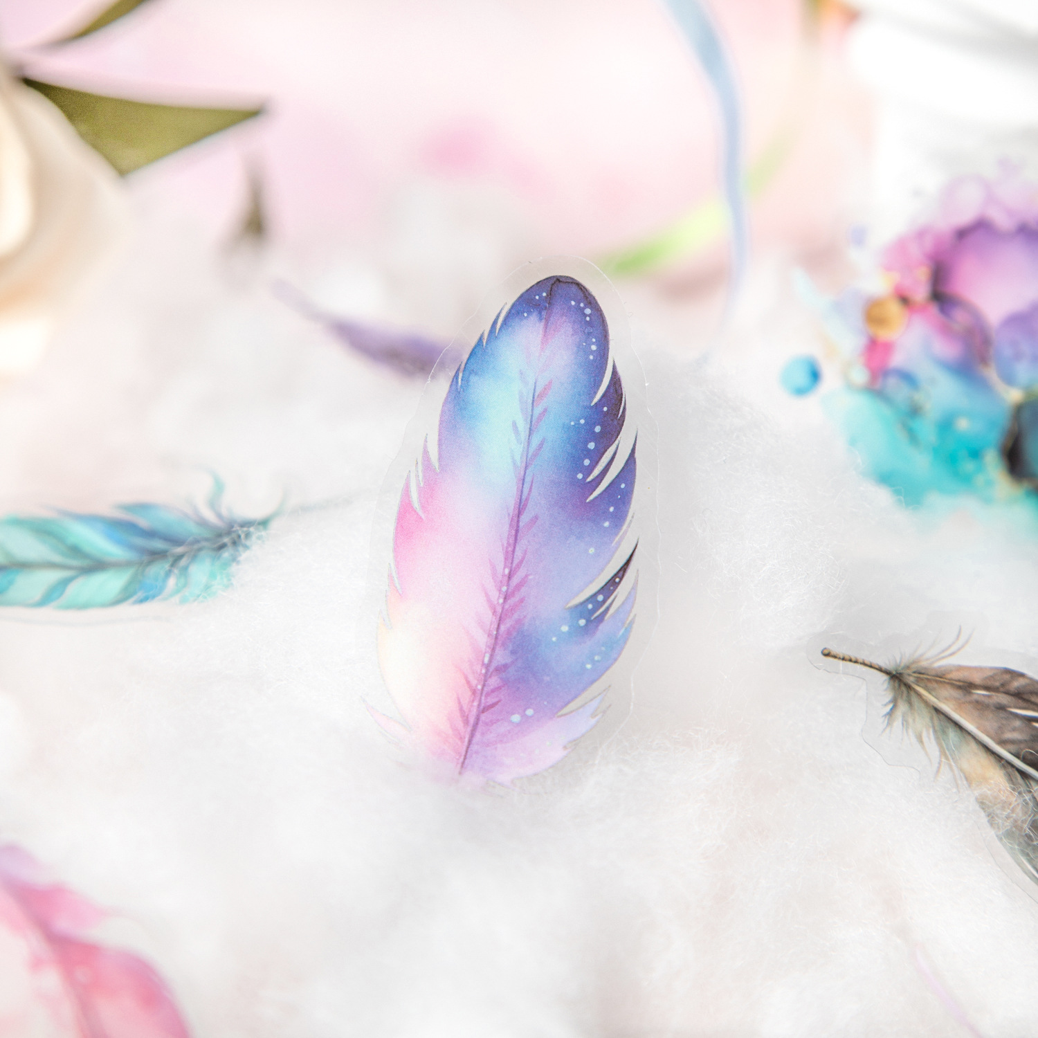 25Pcs/Pack Bird Feather Theme PET Stickers