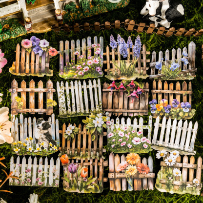 20 Pcs/Pack Pastoral Fence Theme PET Stickers
