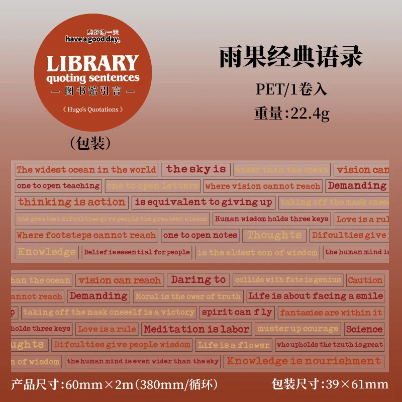 60MM*2M Text Retro Decoration PET Tapes