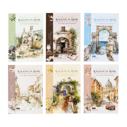 10Sheet Rome Scenic Travel Themed Sticker Book - Die-cut