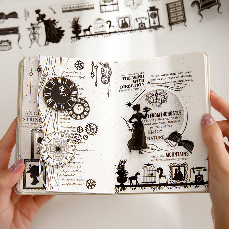 Black Contour Silhouette PET Tape 2.36*78.74 inch