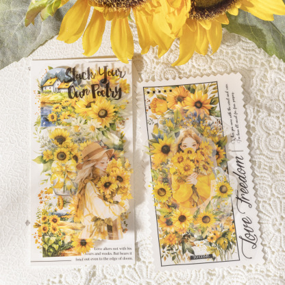 30pcs/Pack Sunflower Girl Pastoral Theme PET Sticker