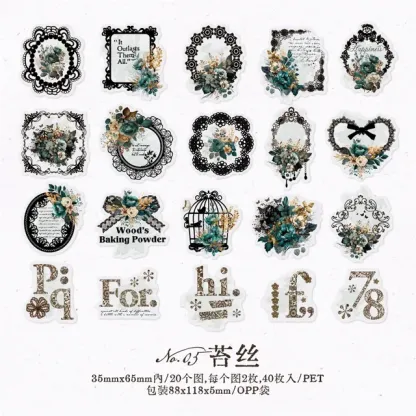 40pcs/1 lot Lace Frame Scrapbook Decorative Stickers