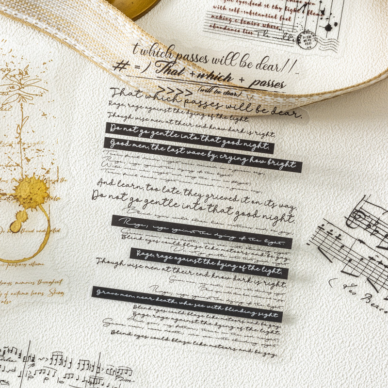 20Pcs Retro Text Decoration PET Stickers