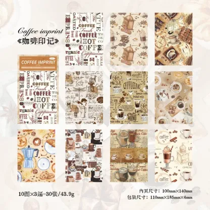 30 Sheets Coffee Theme Material Paper