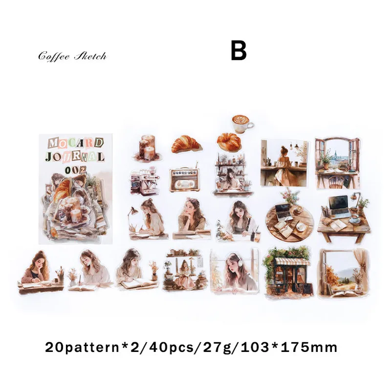 40 pcs/pack PET Materials Character Stickers