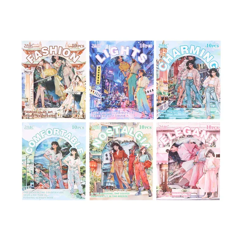 10PCs/1lot Hong Kong style fashion outfit girl theme pet stickers