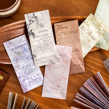 20Pcs Double Material Retro Fragment Phrases Poetry Sticker Book