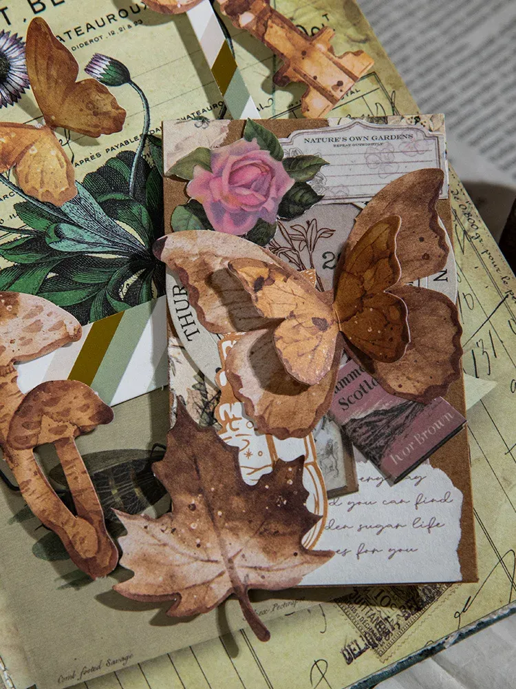 20pcs/Pack Butterfly in Vintage Birdcage Stickers for DIY Grunge Journaling Scrapbooking Journaling