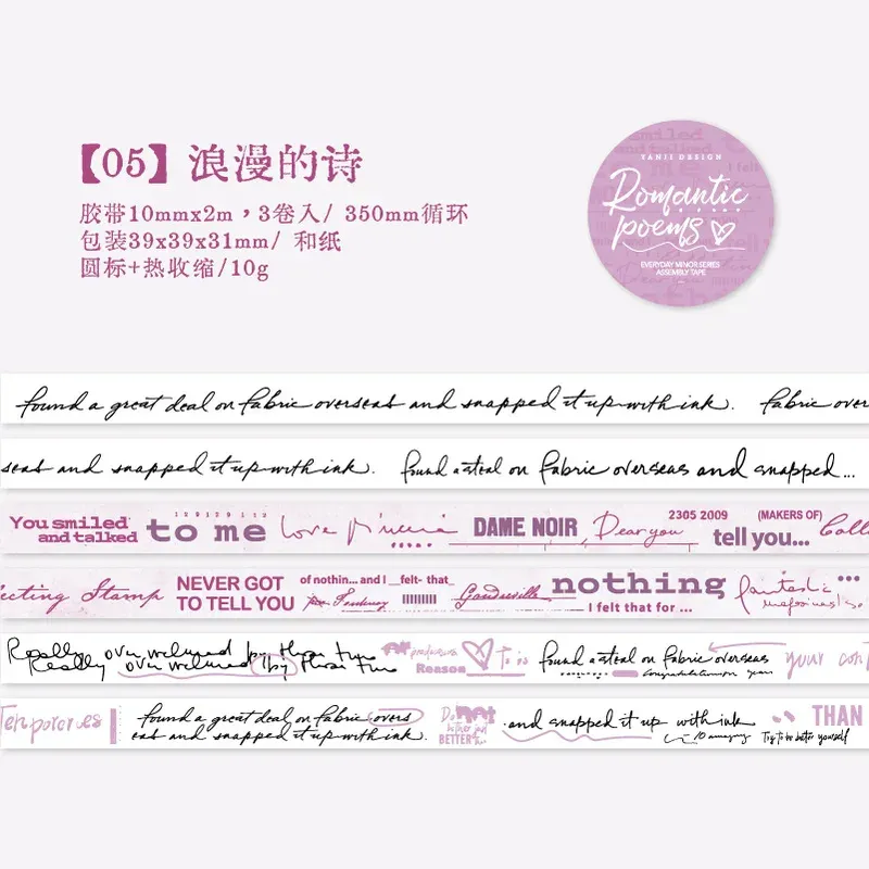 10mm/2m Retro text PET Tape