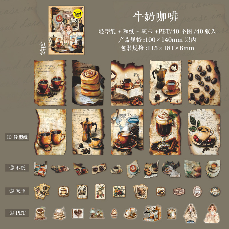 40Pcs/Pack Vintage Burnt Marks Texture Paper